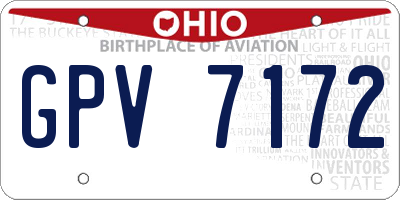 OH license plate GPV7172