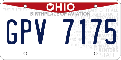 OH license plate GPV7175