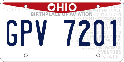 OH license plate GPV7201