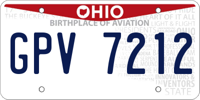 OH license plate GPV7212