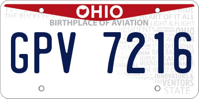 OH license plate GPV7216