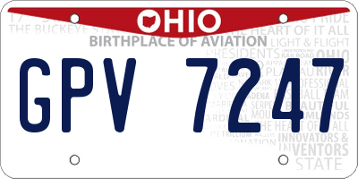 OH license plate GPV7247