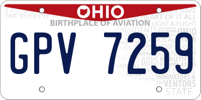 OH license plate GPV7259