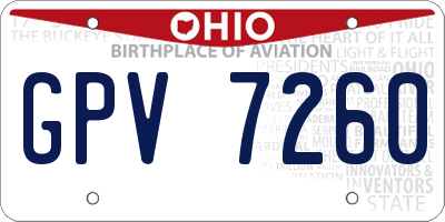 OH license plate GPV7260