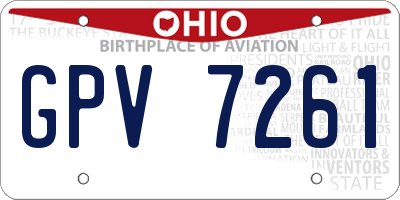 OH license plate GPV7261