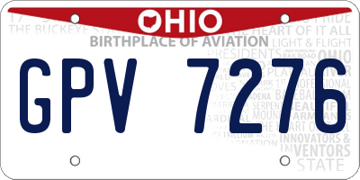 OH license plate GPV7276