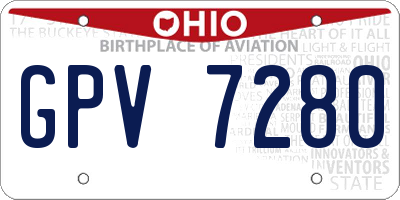 OH license plate GPV7280