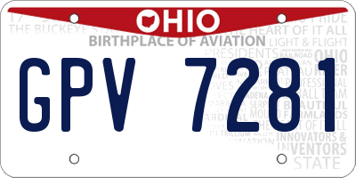 OH license plate GPV7281