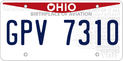 OH license plate GPV7310