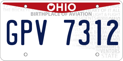 OH license plate GPV7312