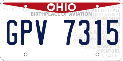 OH license plate GPV7315