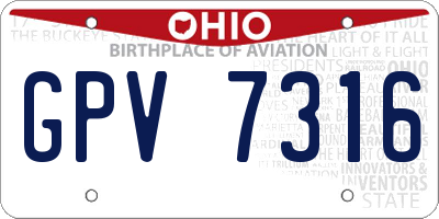 OH license plate GPV7316