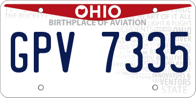OH license plate GPV7335
