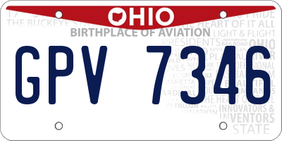 OH license plate GPV7346