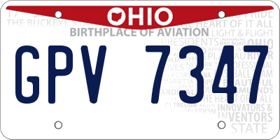 OH license plate GPV7347