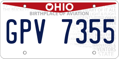 OH license plate GPV7355