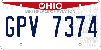 OH license plate GPV7374