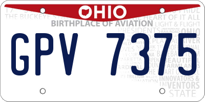 OH license plate GPV7375