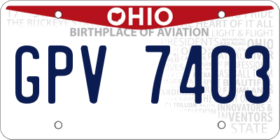 OH license plate GPV7403