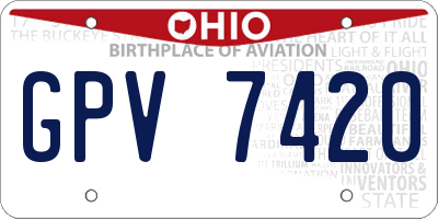 OH license plate GPV7420