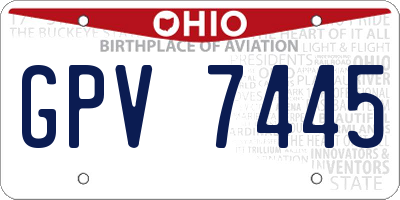 OH license plate GPV7445