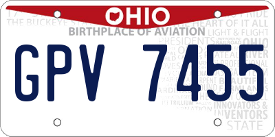 OH license plate GPV7455