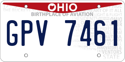 OH license plate GPV7461