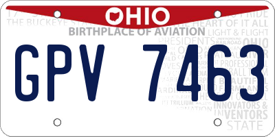 OH license plate GPV7463
