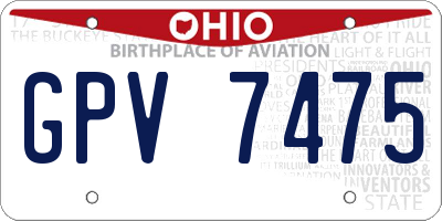 OH license plate GPV7475