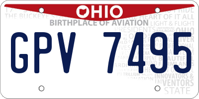 OH license plate GPV7495