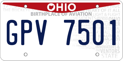 OH license plate GPV7501