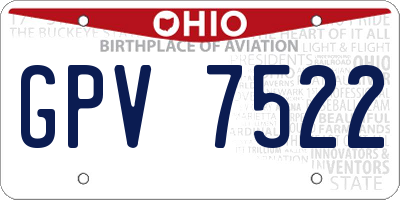 OH license plate GPV7522