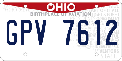 OH license plate GPV7612