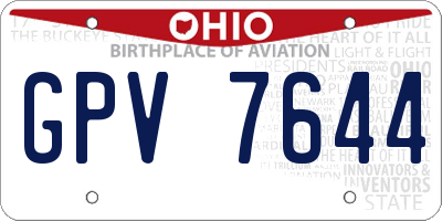 OH license plate GPV7644