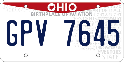 OH license plate GPV7645
