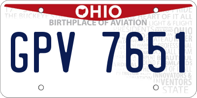 OH license plate GPV7651