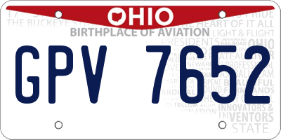 OH license plate GPV7652