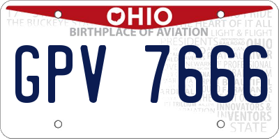 OH license plate GPV7666
