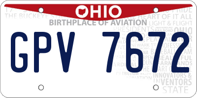 OH license plate GPV7672