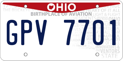 OH license plate GPV7701