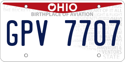 OH license plate GPV7707