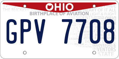 OH license plate GPV7708
