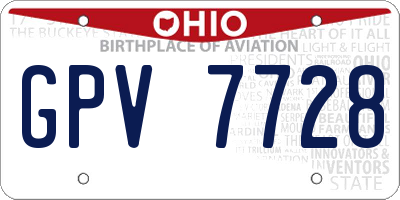 OH license plate GPV7728