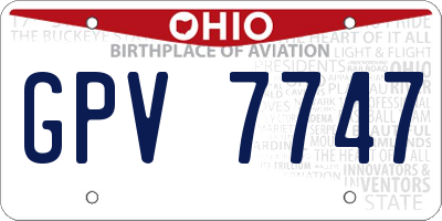 OH license plate GPV7747