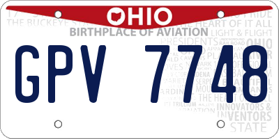 OH license plate GPV7748