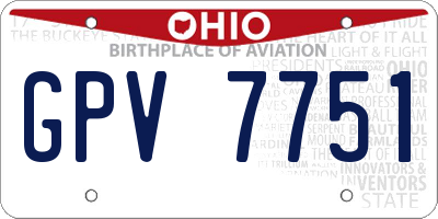 OH license plate GPV7751
