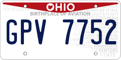OH license plate GPV7752