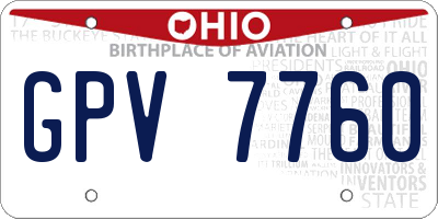 OH license plate GPV7760