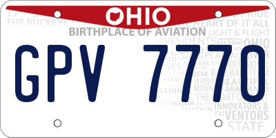 OH license plate GPV7770