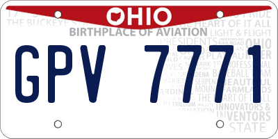 OH license plate GPV7771